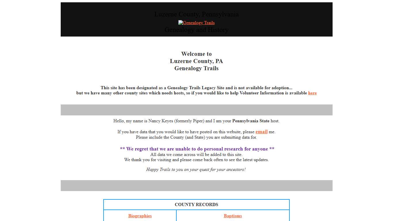 Free Records for Family Researching in Luzerne County, PA