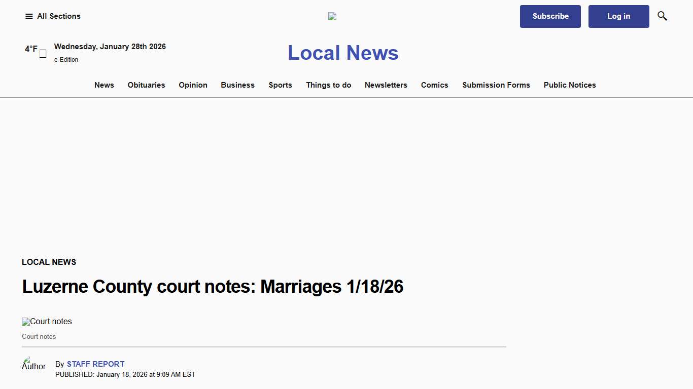 Luzerne County court notes: Marriages 1/18/26
